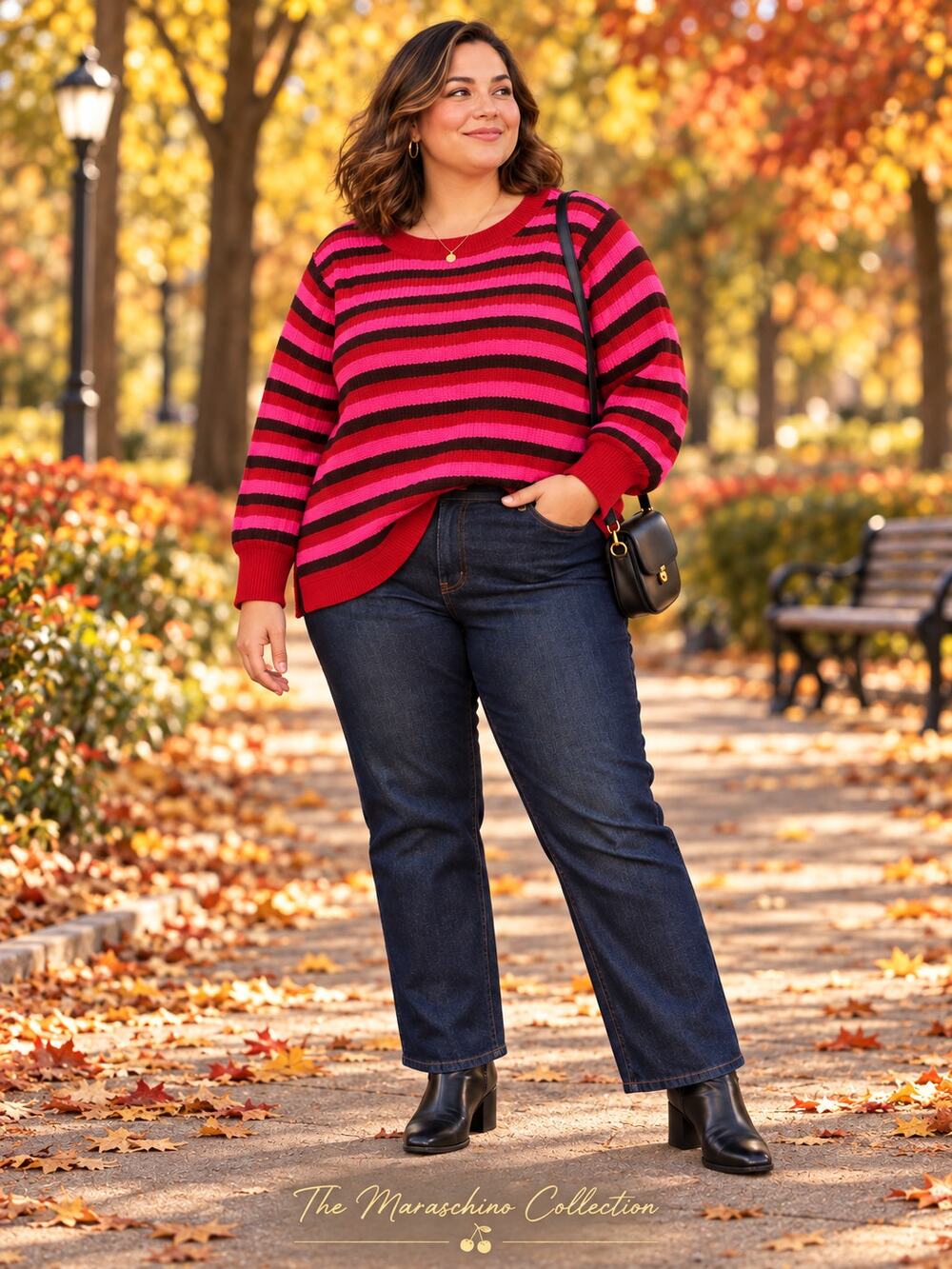 Lane Bryant Pink Red Black Striped Sweater Cotton Blend Dopamine Indie 22/24